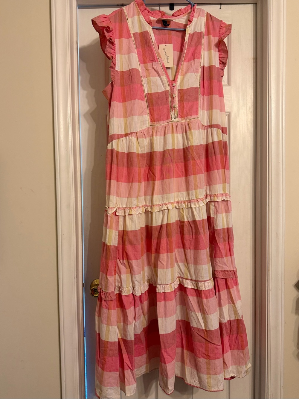 NWT Universal Thread Pink and Cream Striped Tiered Maxi Dress. Size:XL.